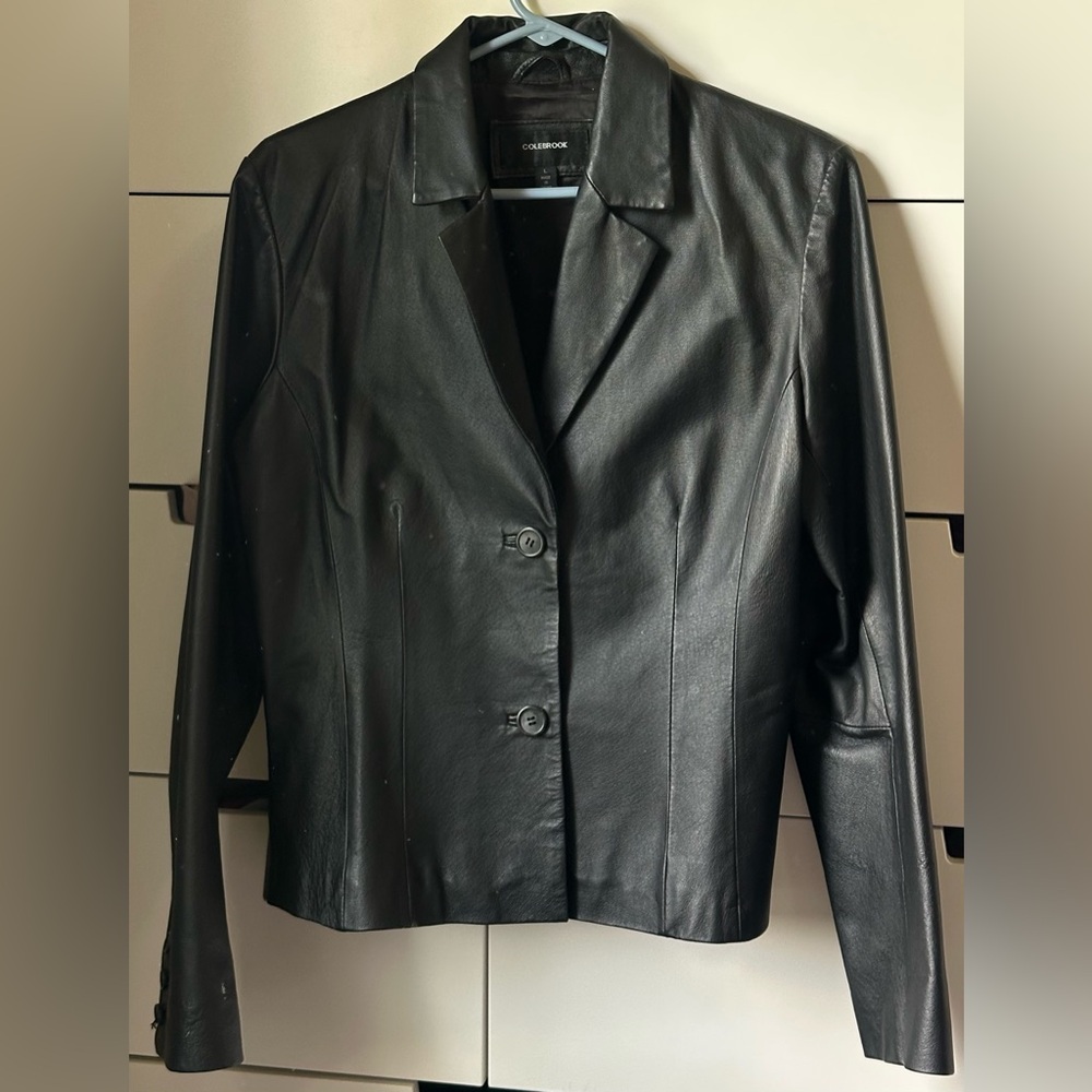 Colebrook Black Leather Blazer